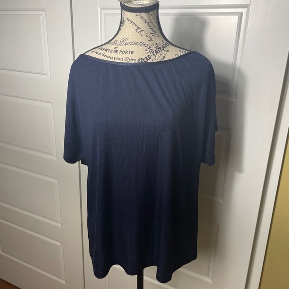 St. John Navy Blue Boat Neck Top Blouse - Picture 1 of 7